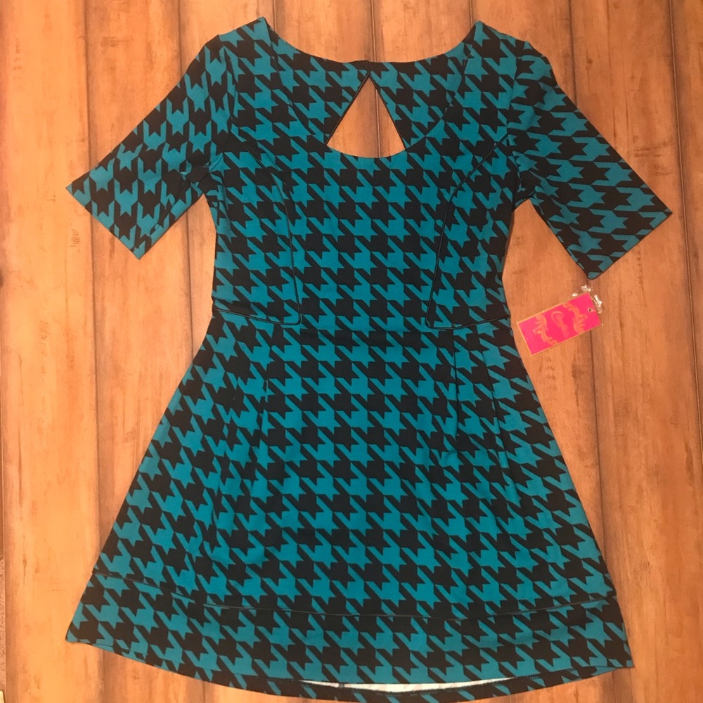 Candie’s Teal & Black Houndstooth Dress. NWT